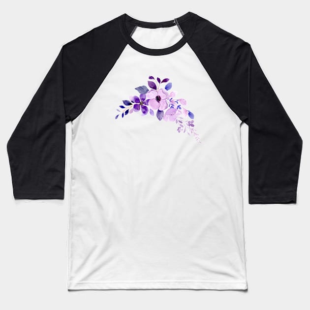 Purple Watercolor Wild Flower Baseball T-Shirt by kakamona